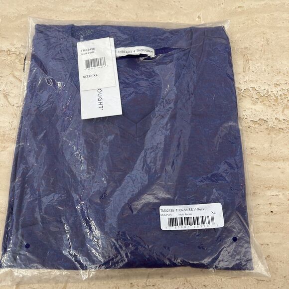 Threads 4 Thought Men XL Purple Triblend V-Neck Slim Short T-Shirt New Nordstrom - Picture 3 of 7